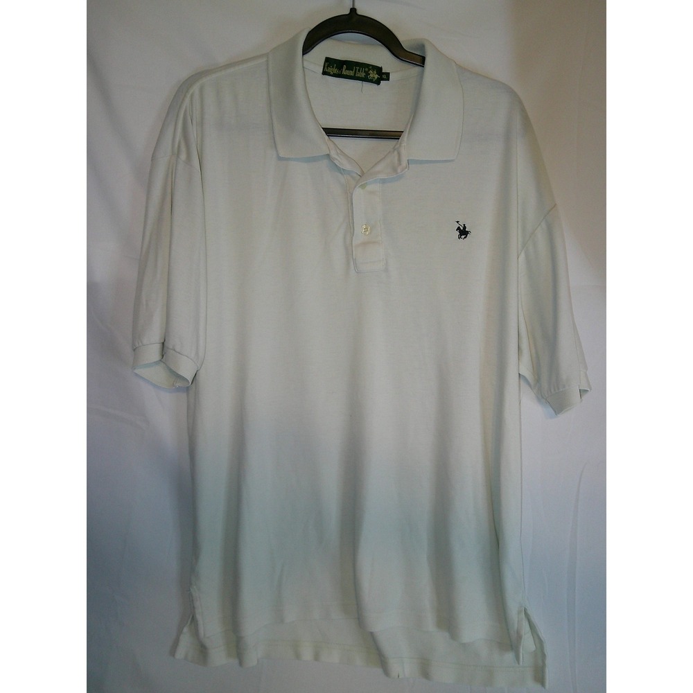 Vintage Knights of Round Table Polo‎ Shirt Mens XL White Short Sleeve